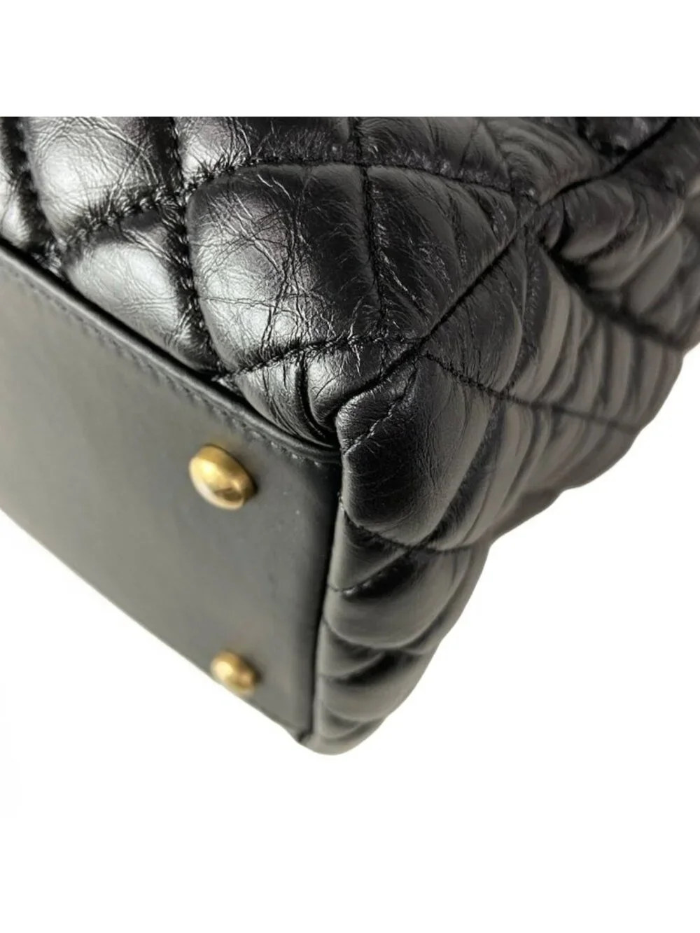 Chanel Shoulder Bag Quilted Black Matte Togo Chain 2-Way